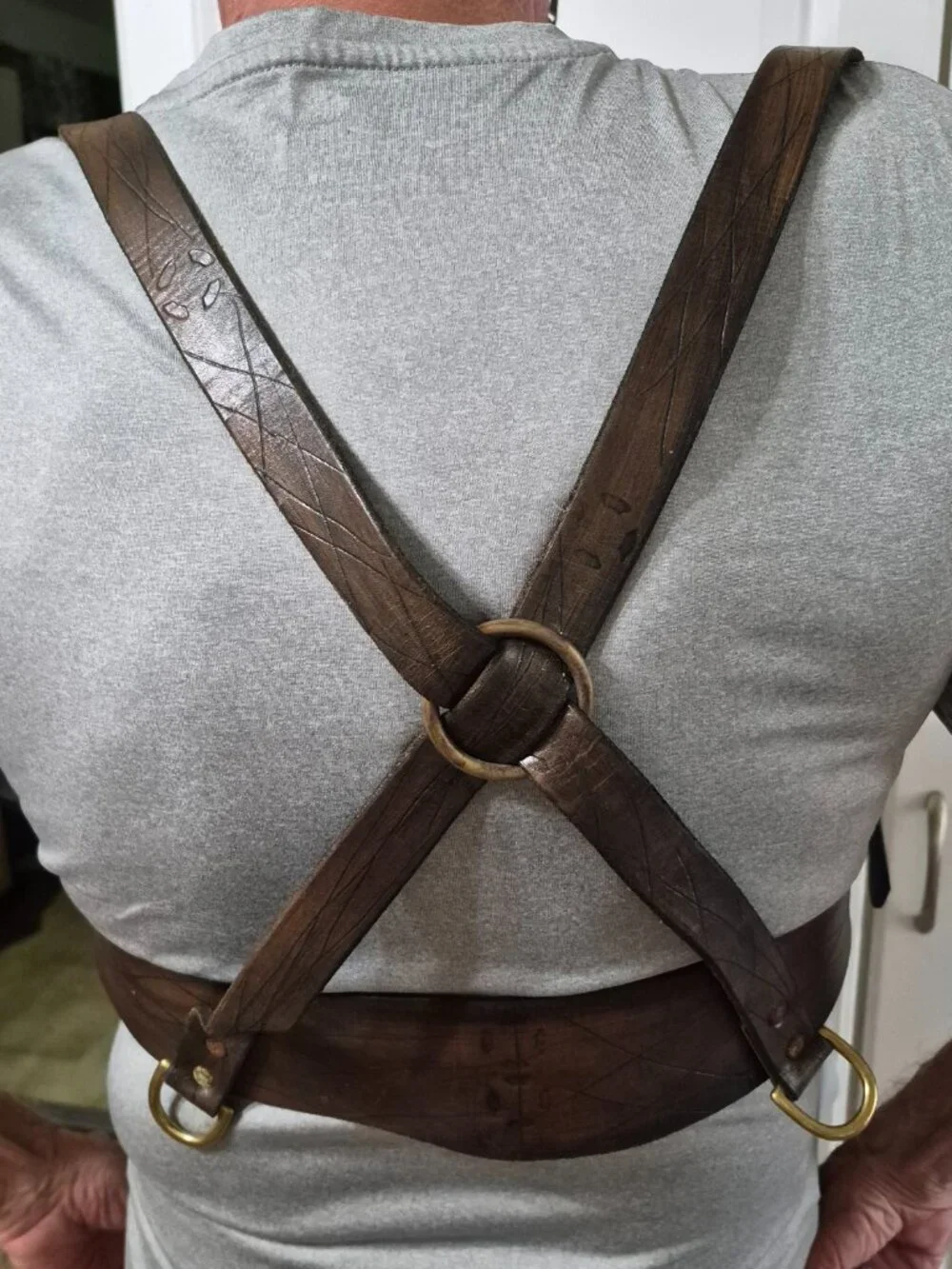 Vintage Steampunk Brown Leather Body Harness & Utility Belt Rig 56